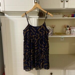 Navy Blue & Tan Mini Dress